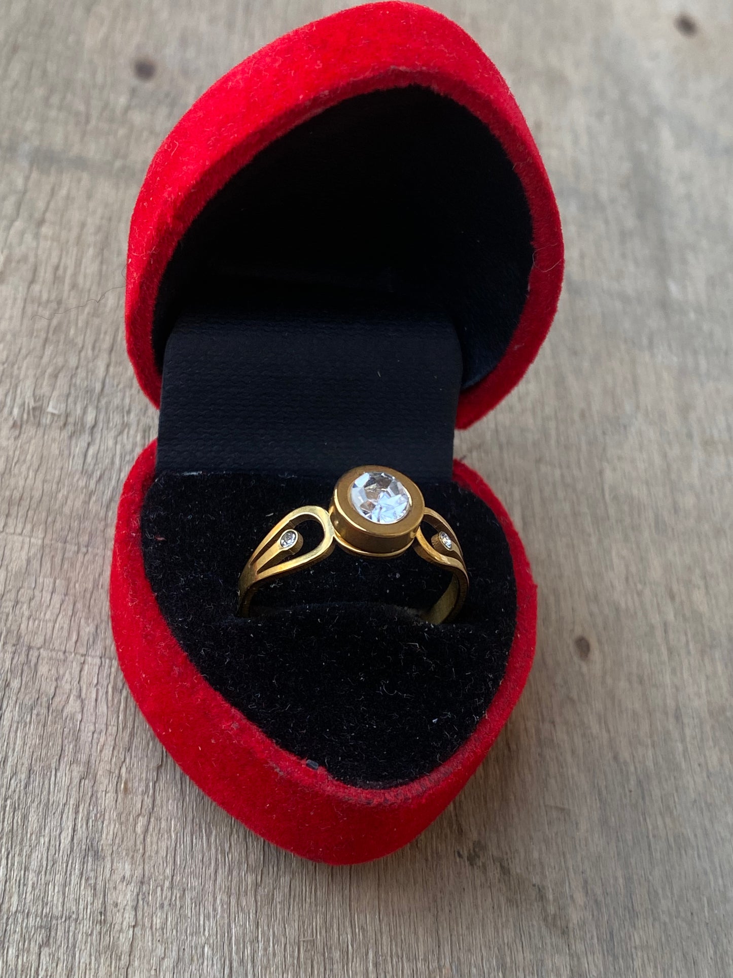 Golden White Round Bead Ring