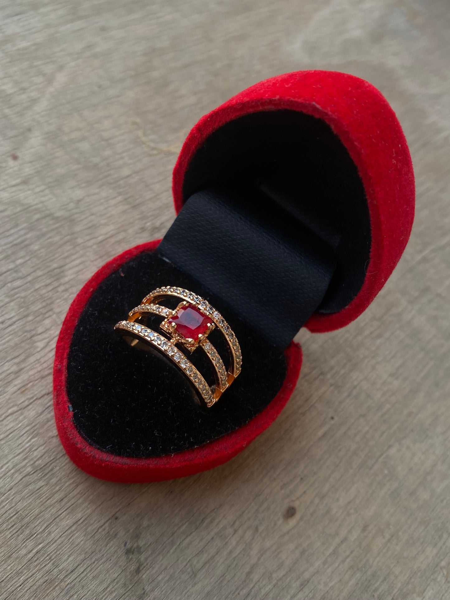 3 Stands Ring Band with Red Bead