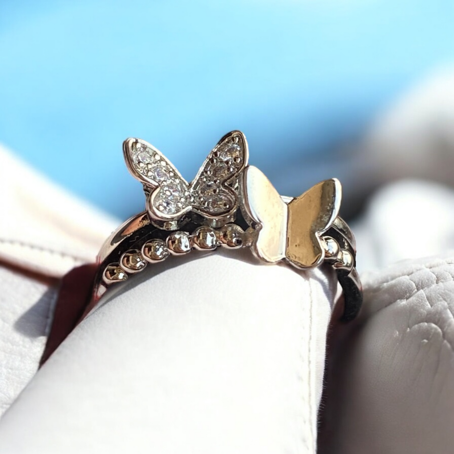Twin butterfly ring