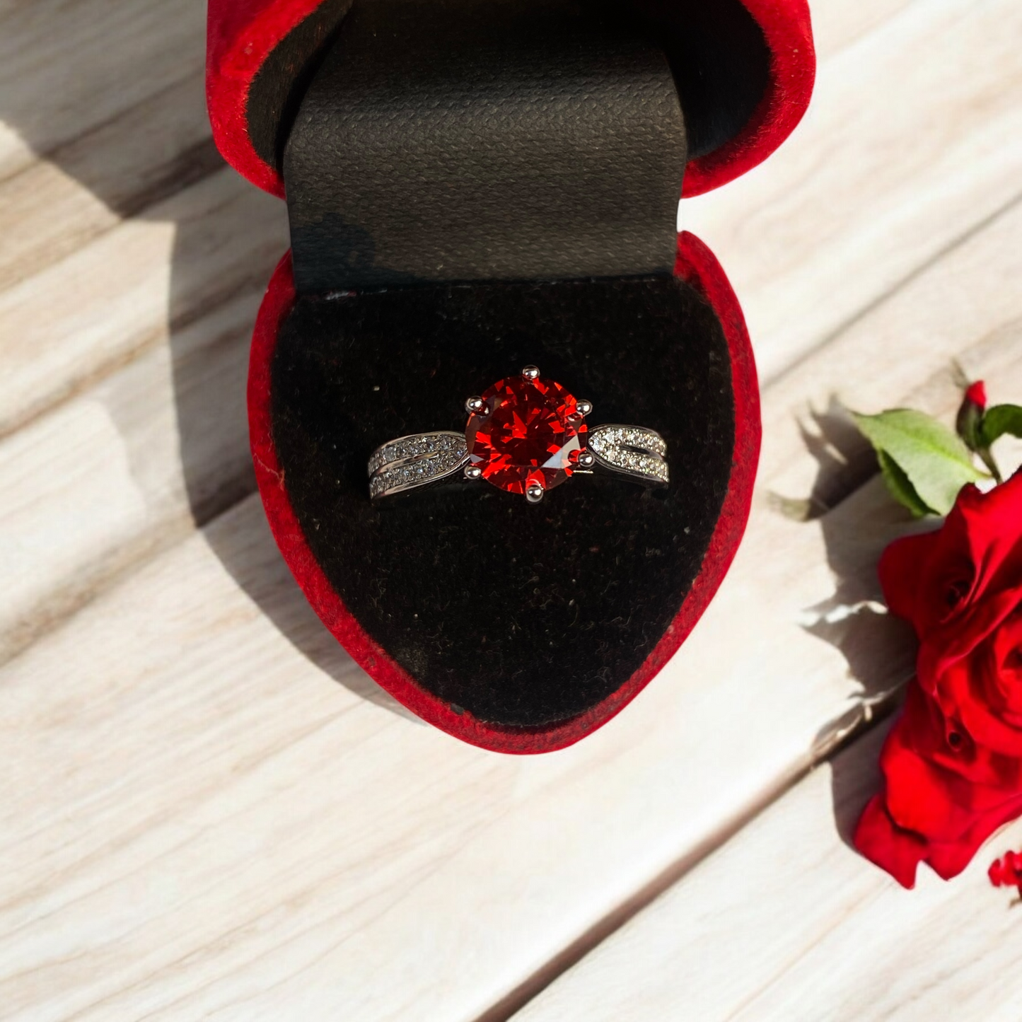 Red ring with Silver Rhinestones