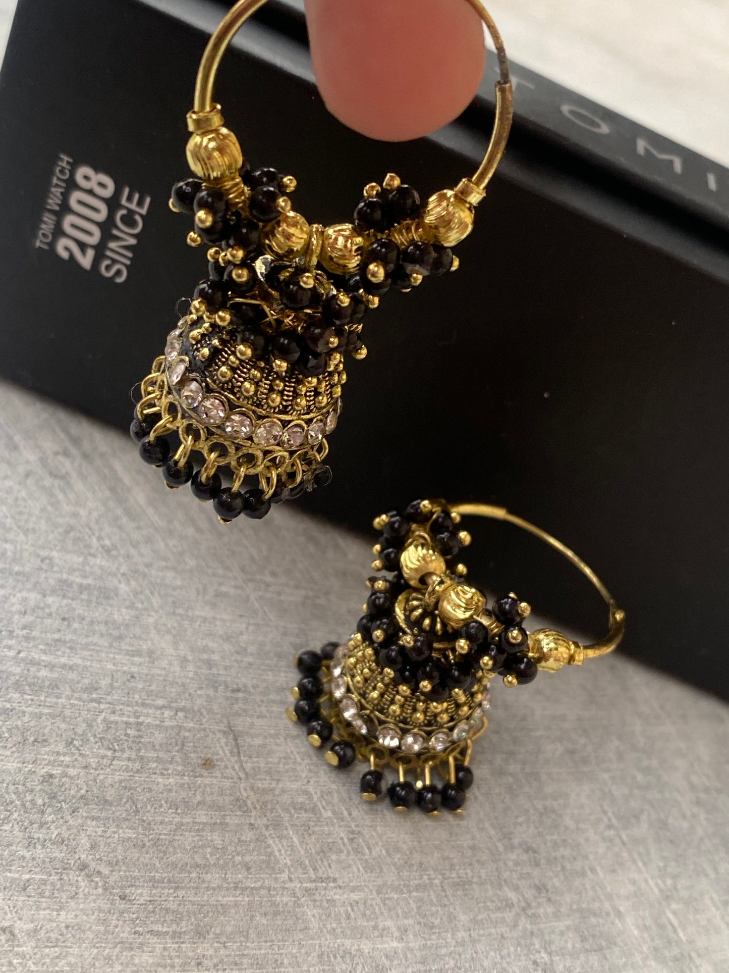 Black Bali Style Jhumka - Layla