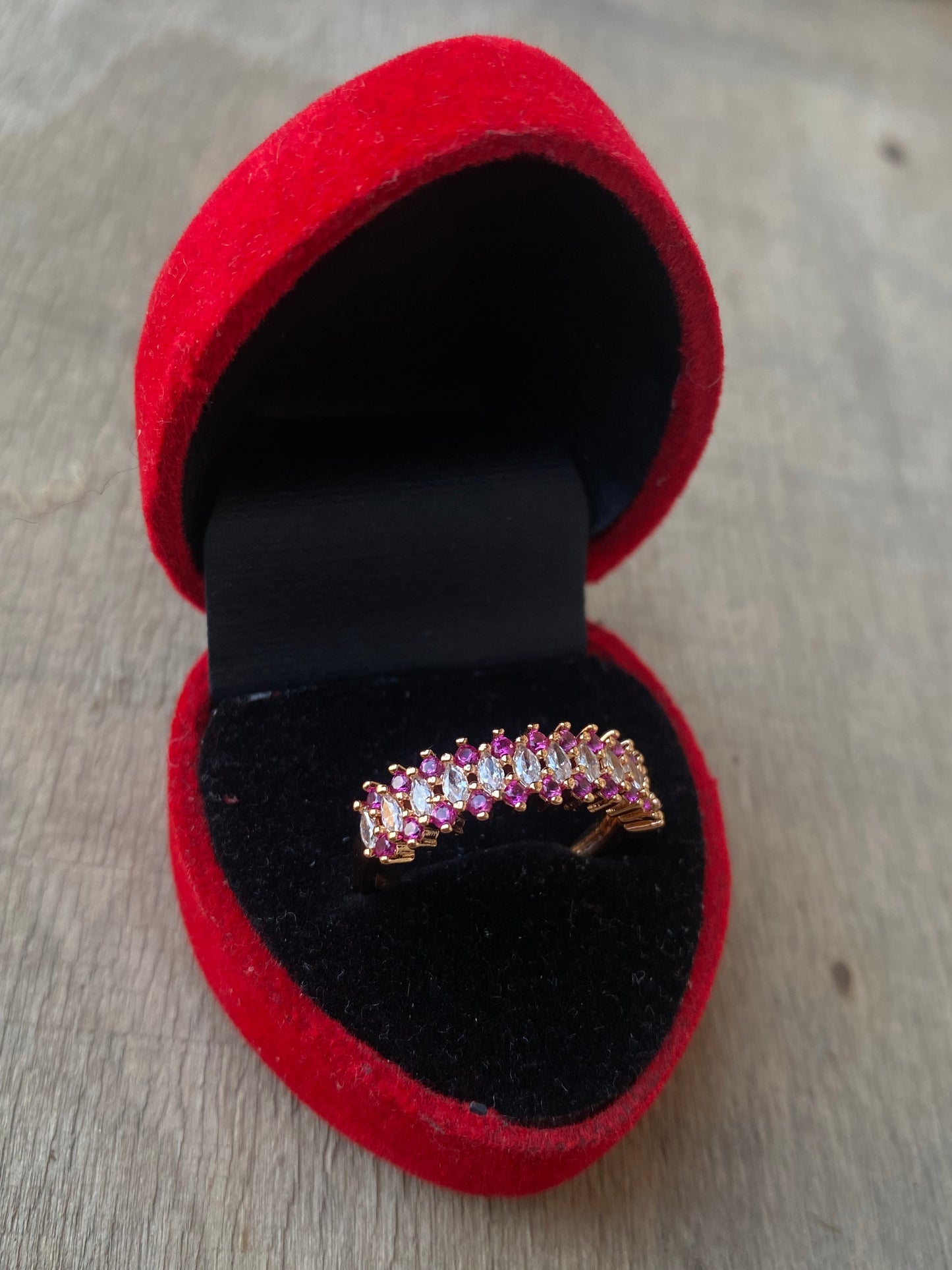 Pink and White Zircon Ring Band