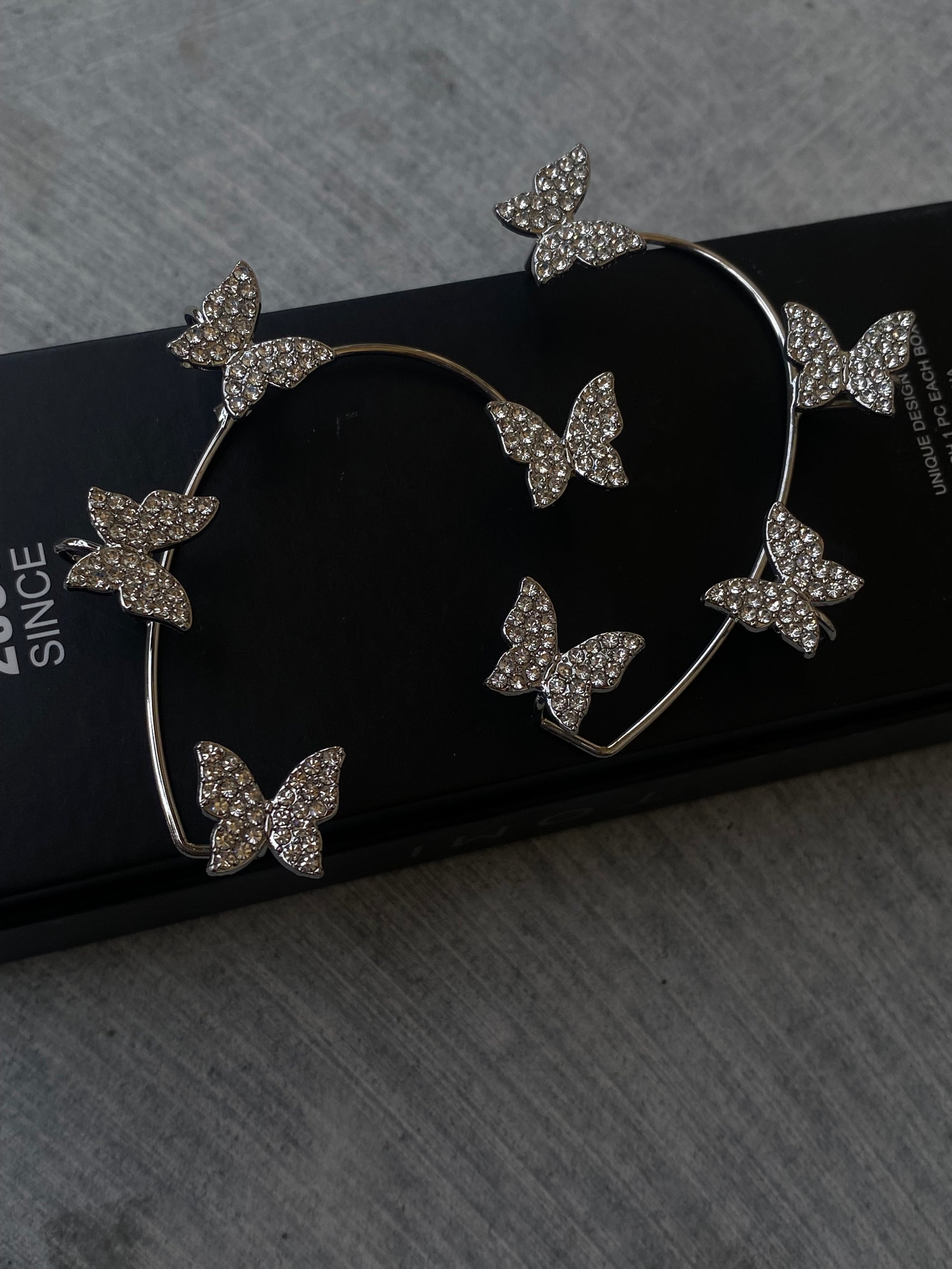 Silver Butterfly Earrcuffs - Layla