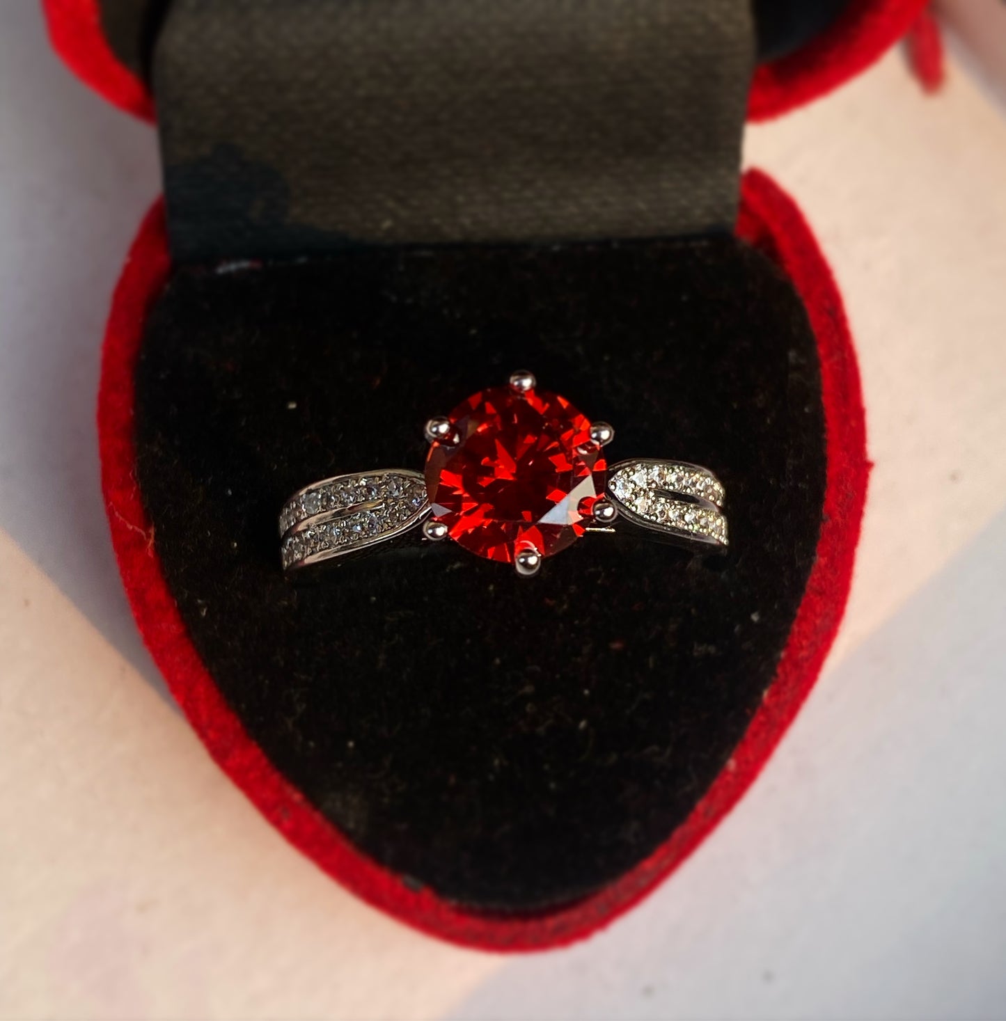 Red Diamond Cut Ring