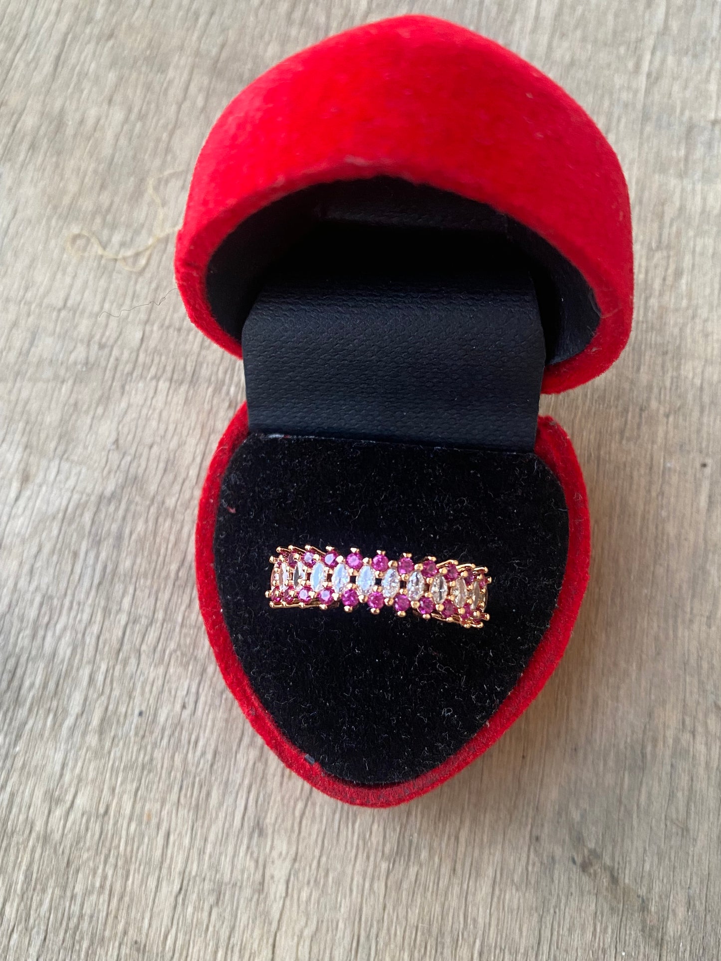 Pink and White Zircon Ring Band
