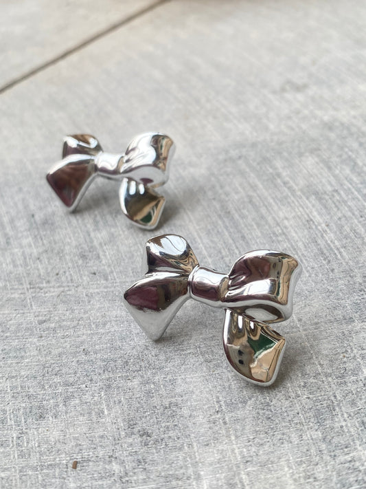 Silver Bow Earrings - Layla