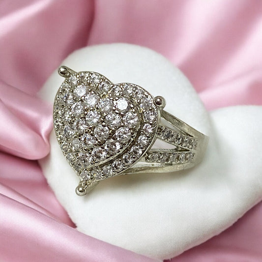 Rhinestone  Heart Ring