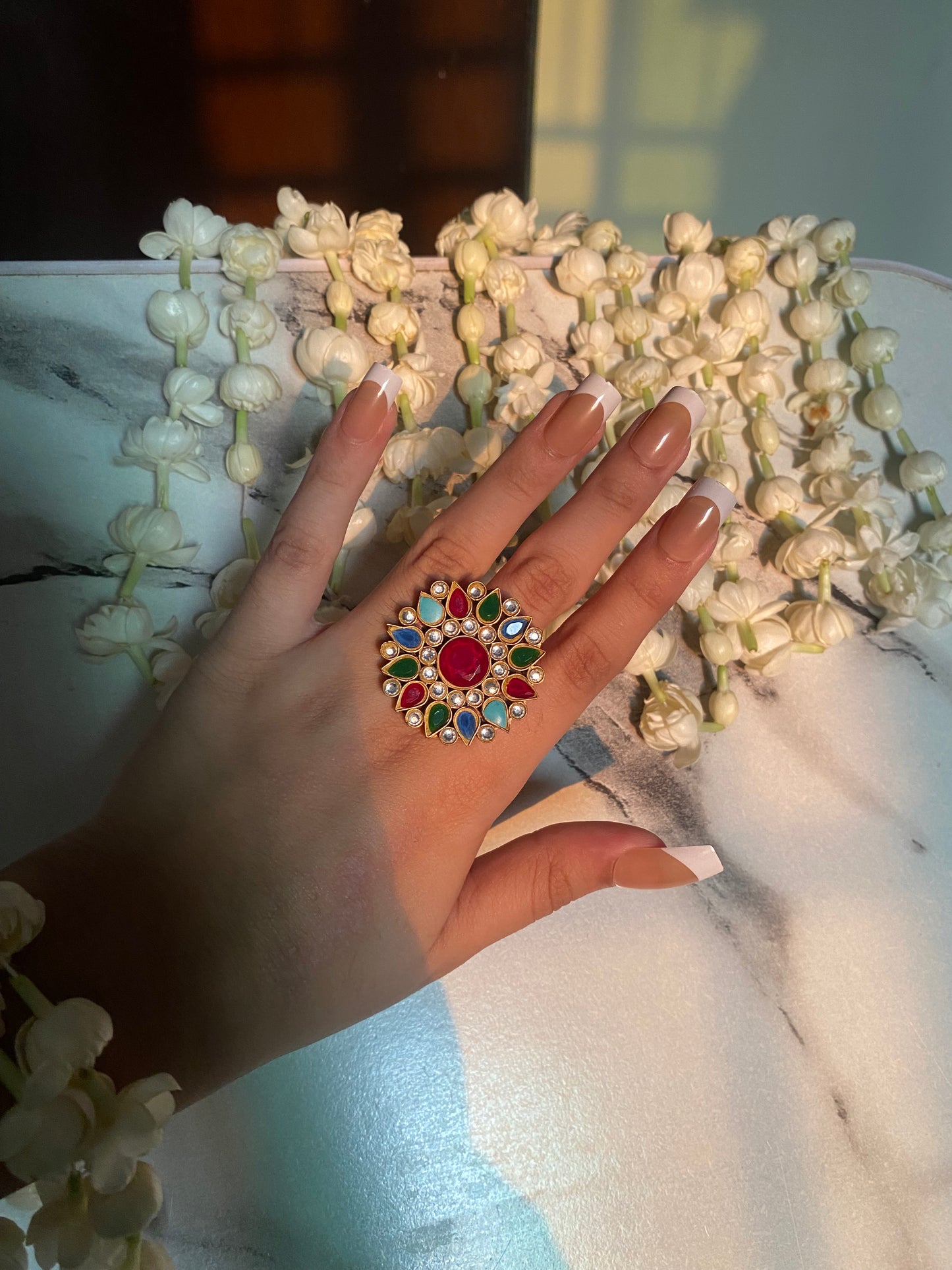 Kundan Multicolour Ring - Layla