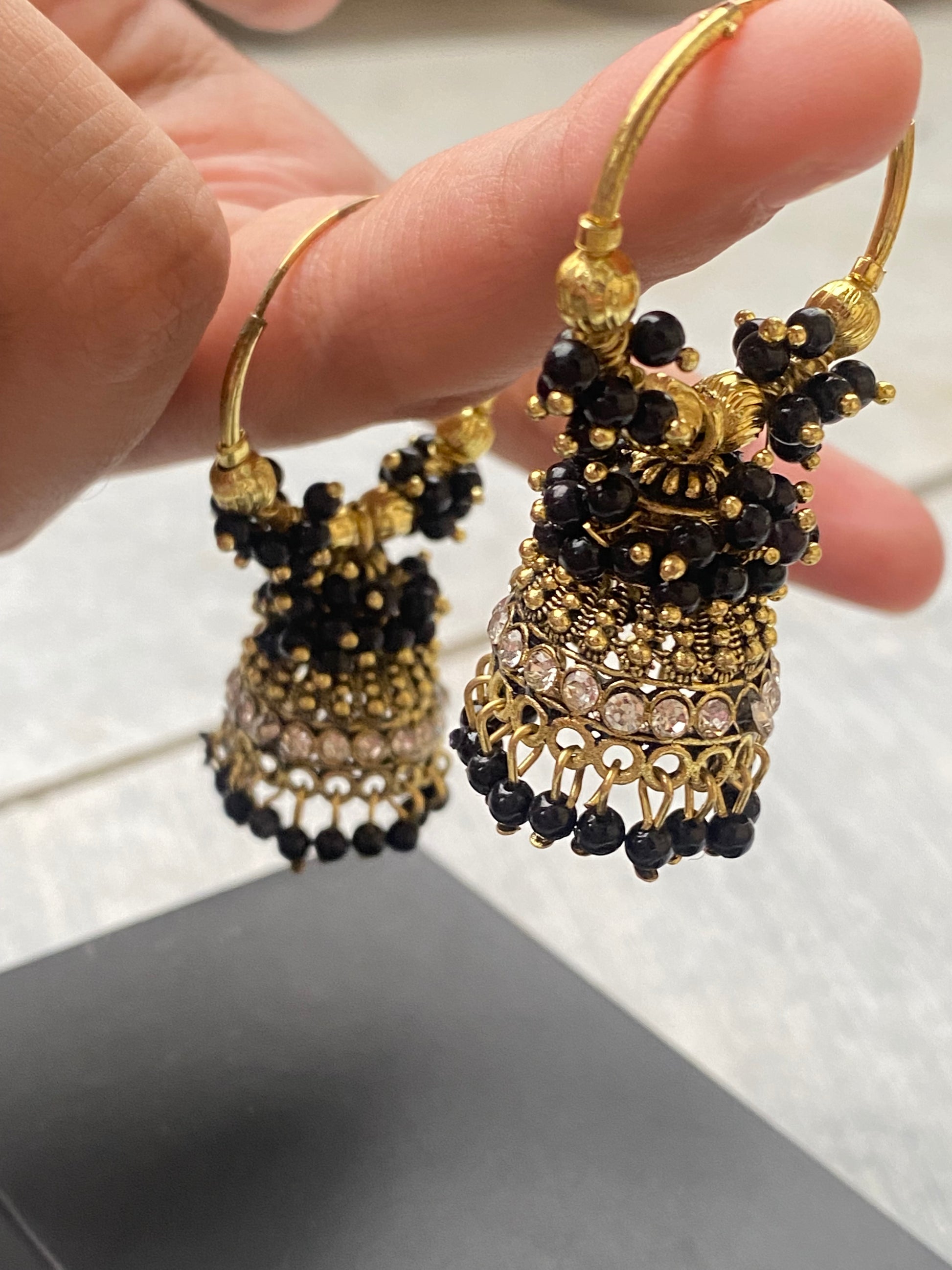 Black Bali Style Jhumka - Layla