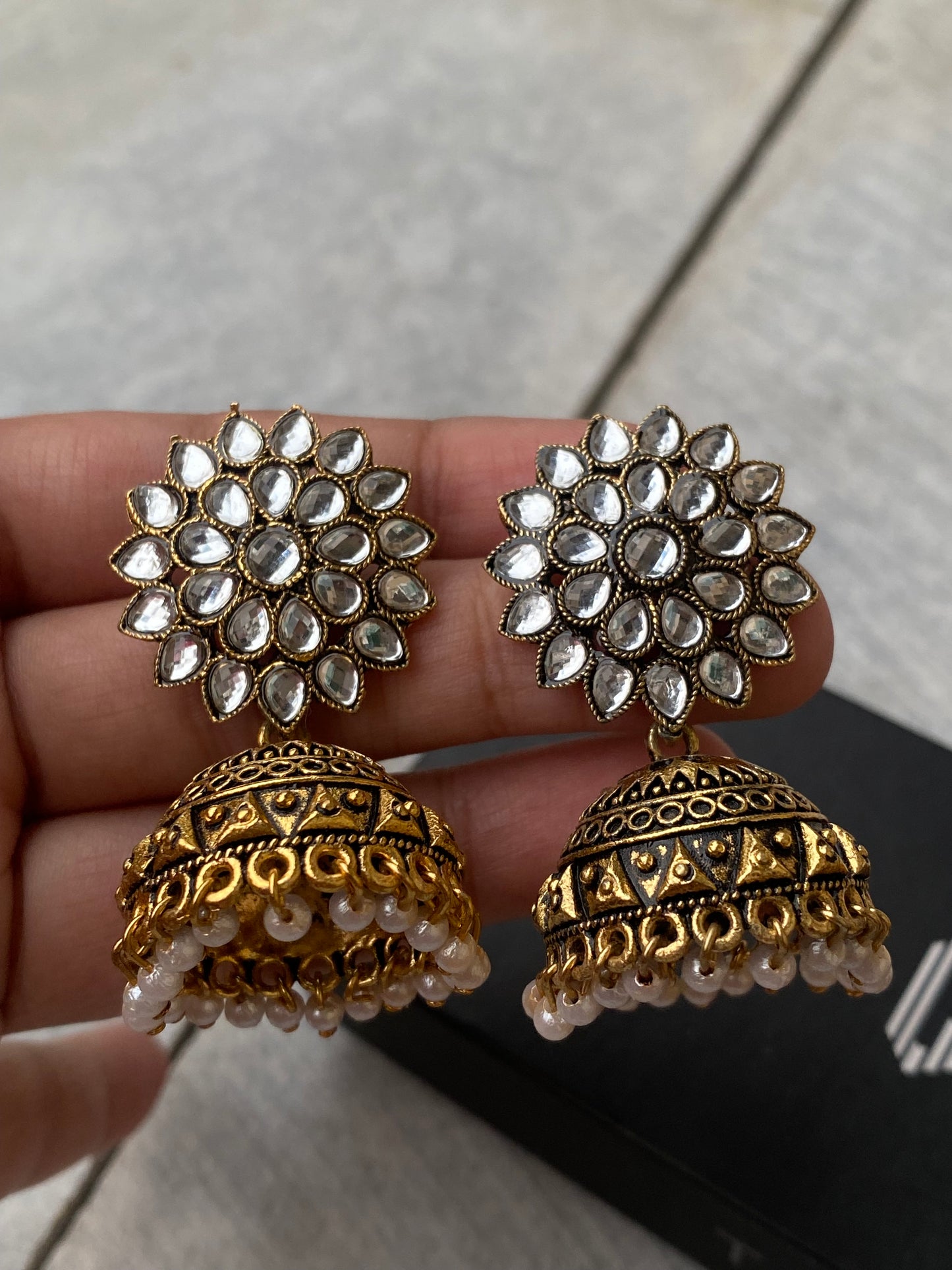 White Flower Jhumka - Layla