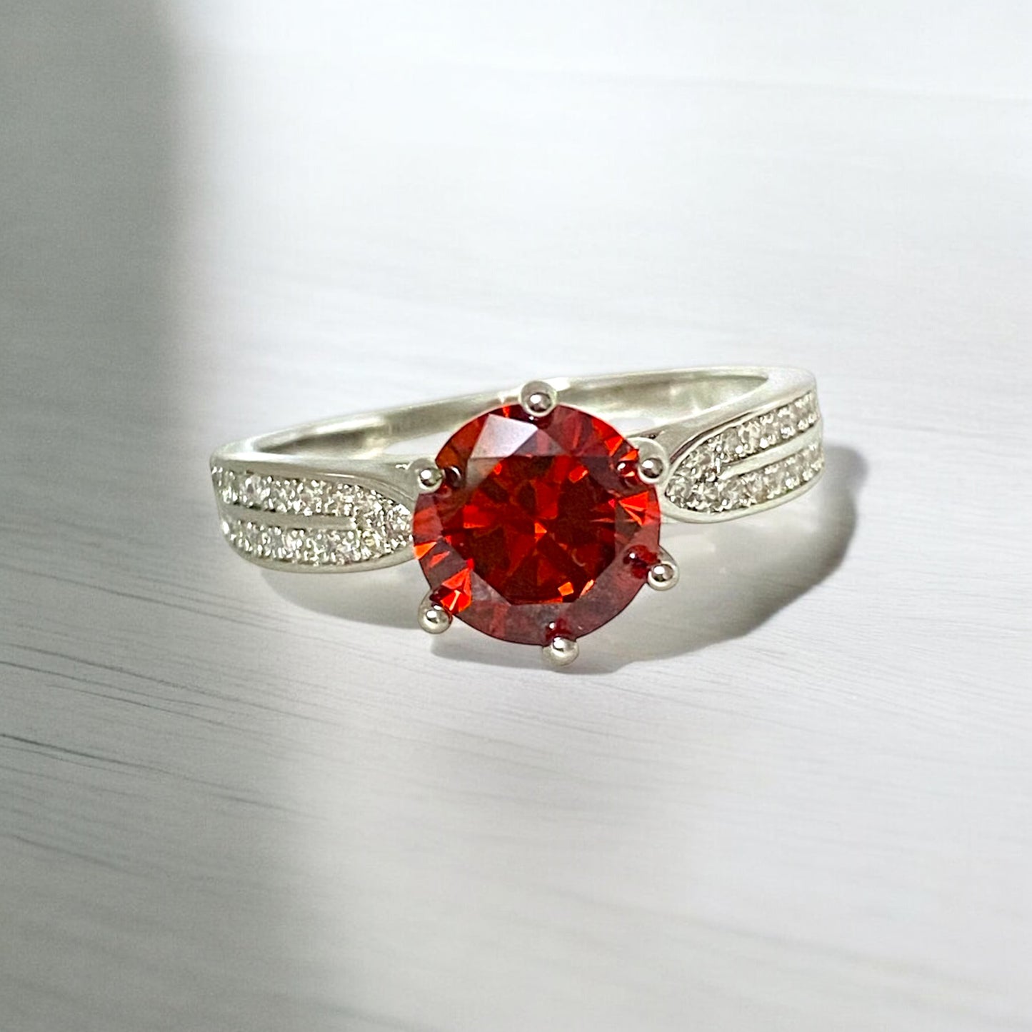 Red Diamond Cut Ring