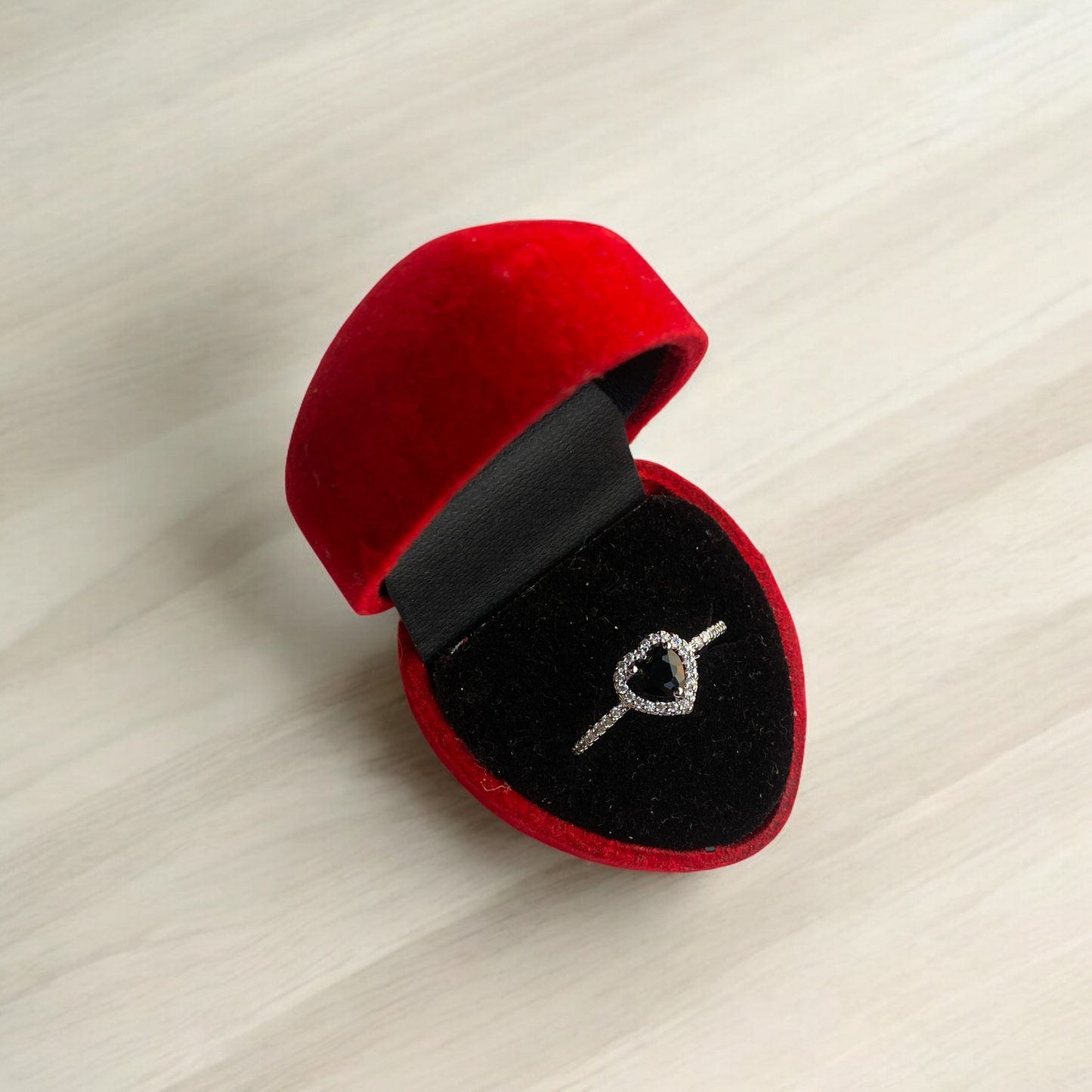 Black Heart Silver Ring