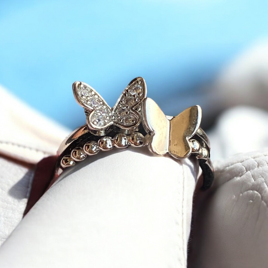 Twin butterfly ring